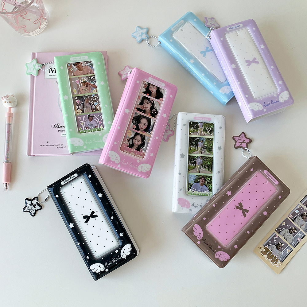 甜美少女翅膀星星人生四格卡册追星四联小卡收纳册长条大头贴相册