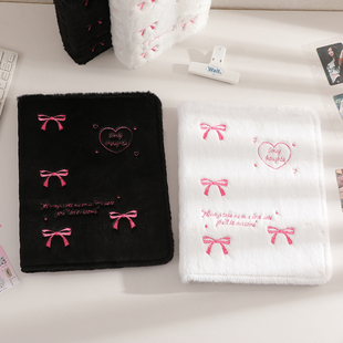 韩版A4毛绒相册刺绣蝴蝶结九宫格追星卡册少女大号活页文件收纳册