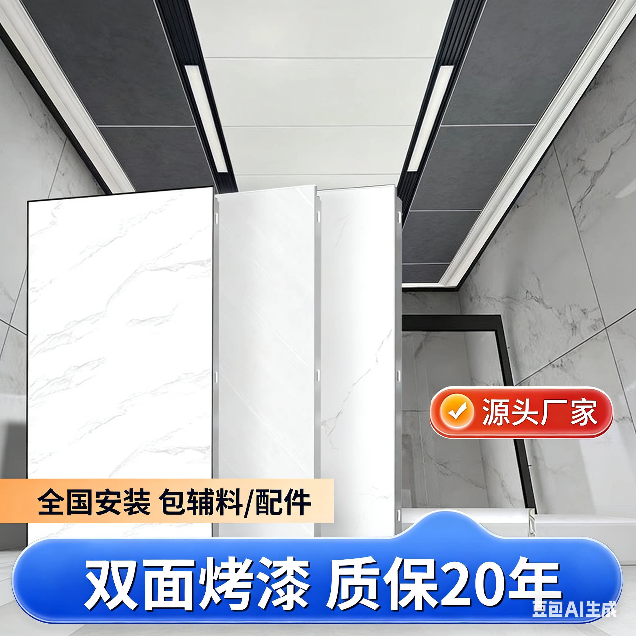 集成吊顶铝扣板300x600厨房卫生间全套天花板烤漆加厚吊顶材料