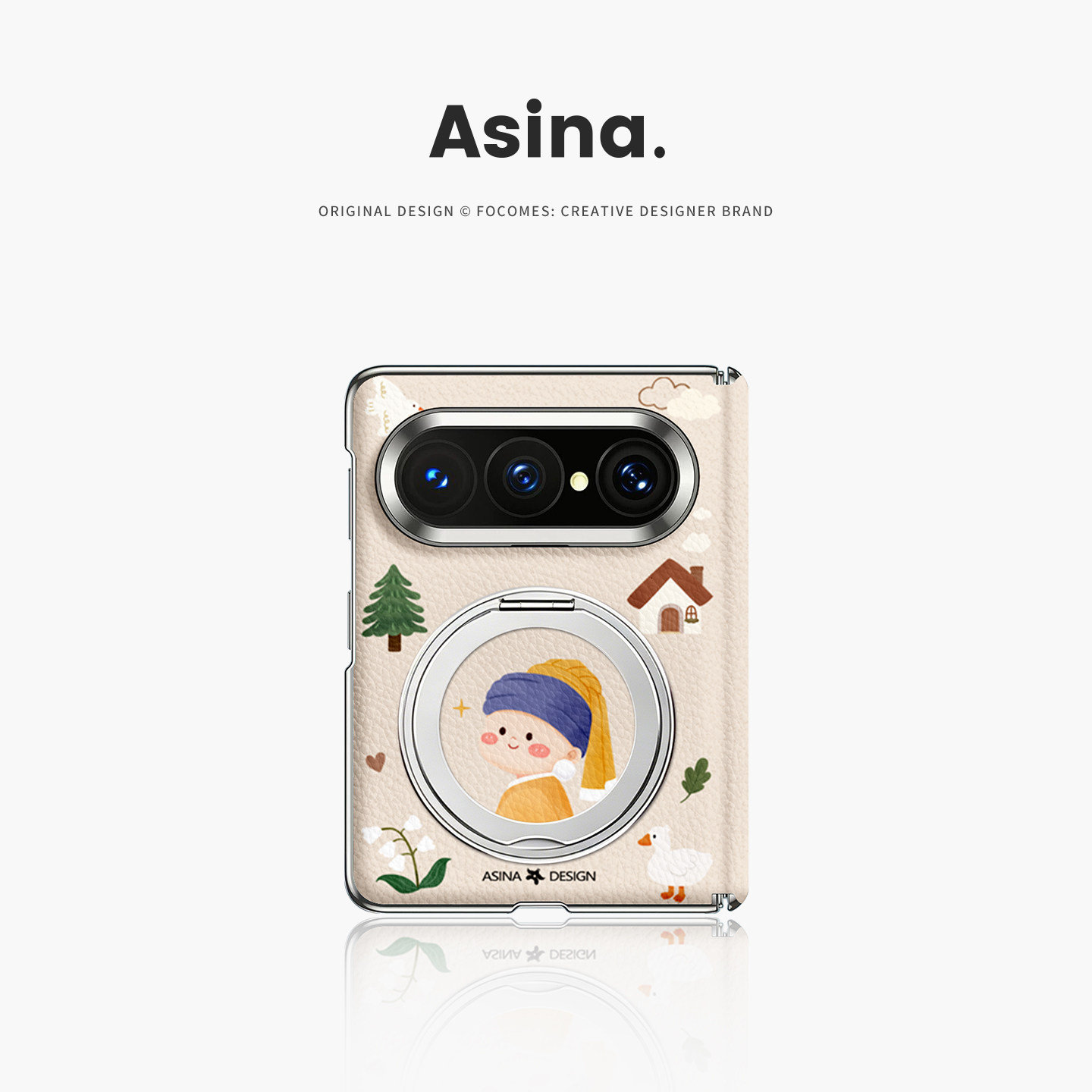 童话珍珠少女适用华为PuraXMax手机壳磁吸带支架小折叠PURA典藏版全包中轴保护套防摔女purax2可爱新款高级感