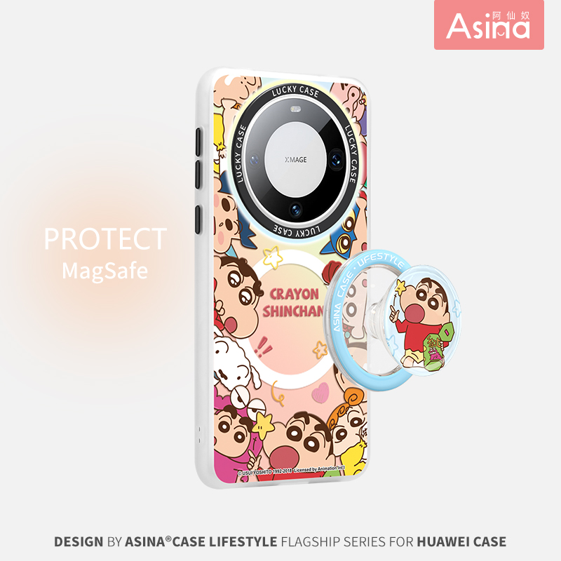 圈圈小新适用华为Mate70pro手机壳磁吸新款mate60pro带支架保护套mt40e高级感卡通mete30全包防摔爆款可爱女