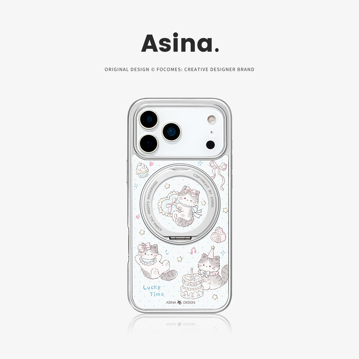 猫咪生日会适用苹果17Promax手机壳新款iPhone16Pro磁吸带支架保护套Co2支点ip15可爱高级感14好看13pm全包女