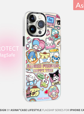 三丽鸥贴纸适用iPhone17Promax手机壳磁吸支架苹果16Pro保护套13网红创意14plus全包12防摔女ip15新款可爱