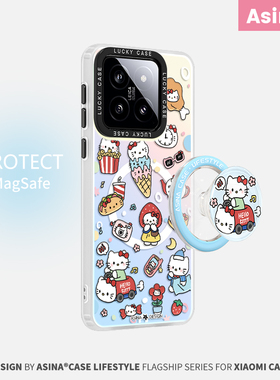 线条凯蒂适用小米17promax手机壳磁吸支架小米15Pro女保护套x100Pro全包防摔14新款网红13pro可爱高级感Ultra