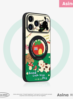 猫狗聚会适用苹果17Promax手机壳新款ip15磁吸带支架iPhone16Pro保护套支点14高级感Ho3好看可爱13pm女全包