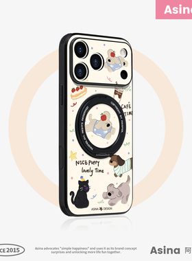 甜点小狗适用苹果17Promax手机壳新款ip15磁吸带支架iPhone16Pro保护套支点高级感Ho3创意可爱防摔13pm女全包