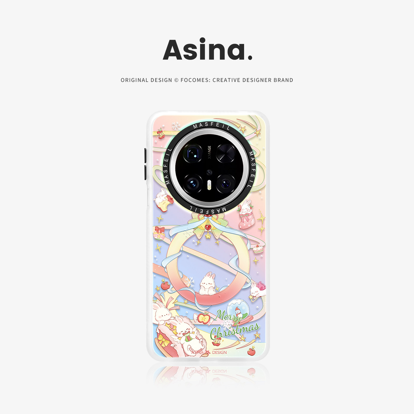 圣诞白兔适用华为Mate80promax手机壳磁吸新款mate60带支架保护套mt40e创意小众mete70全包可爱超薄30pro+