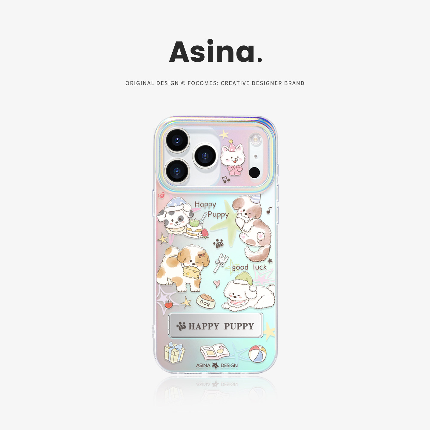 奶萌狗狗适用苹果17Promax手机壳隐藏式一体支架iPhone16Pro保护套Co3全包13pm可爱14防摔ip15新款高级感好看