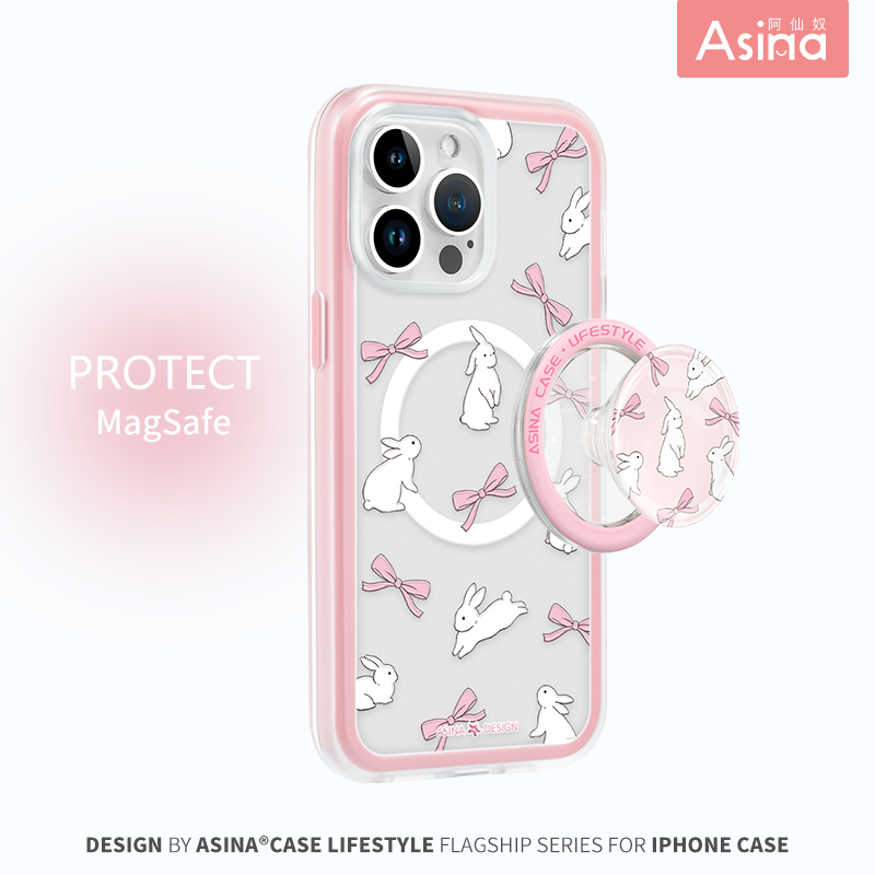蝴蝶结兔子适用苹果15promax手机壳磁吸全包新款iPhone14pro高级感网红创意磨砂ip13pro防摔带支架保护套外壳