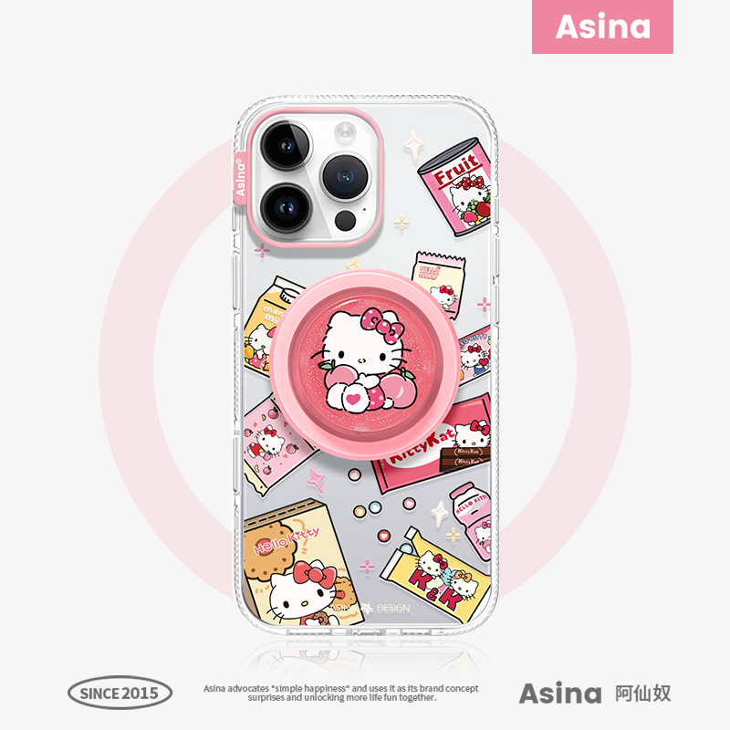 Kitty零食屋适用iPhone16Promax手机壳14磁吸支架苹果15pro保护套Ho8网红可爱的女全包透明ip13Pro新款高级感
