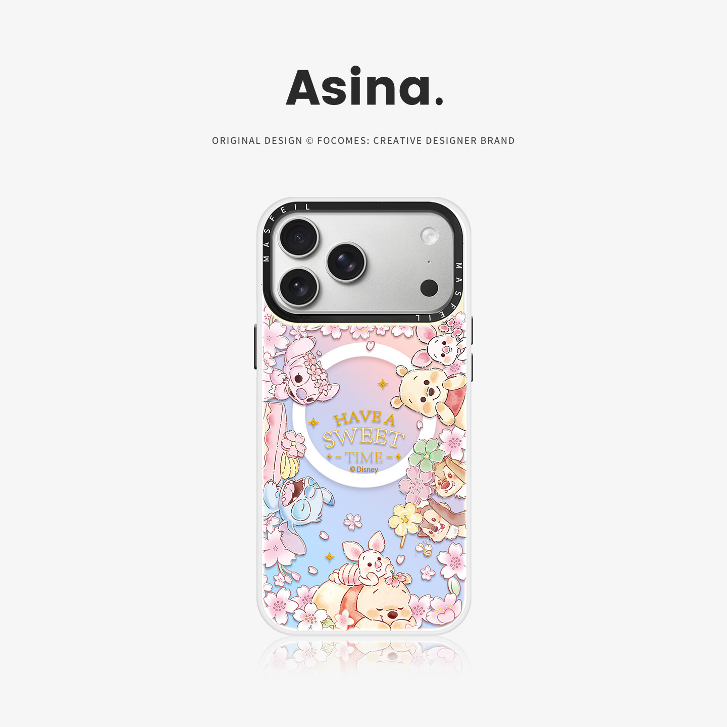 樱花维尼适用苹果17Promax手机壳15磁吸支架iPhone16Pro保护套网红创意plus全包可爱14超薄13新款女高级感12