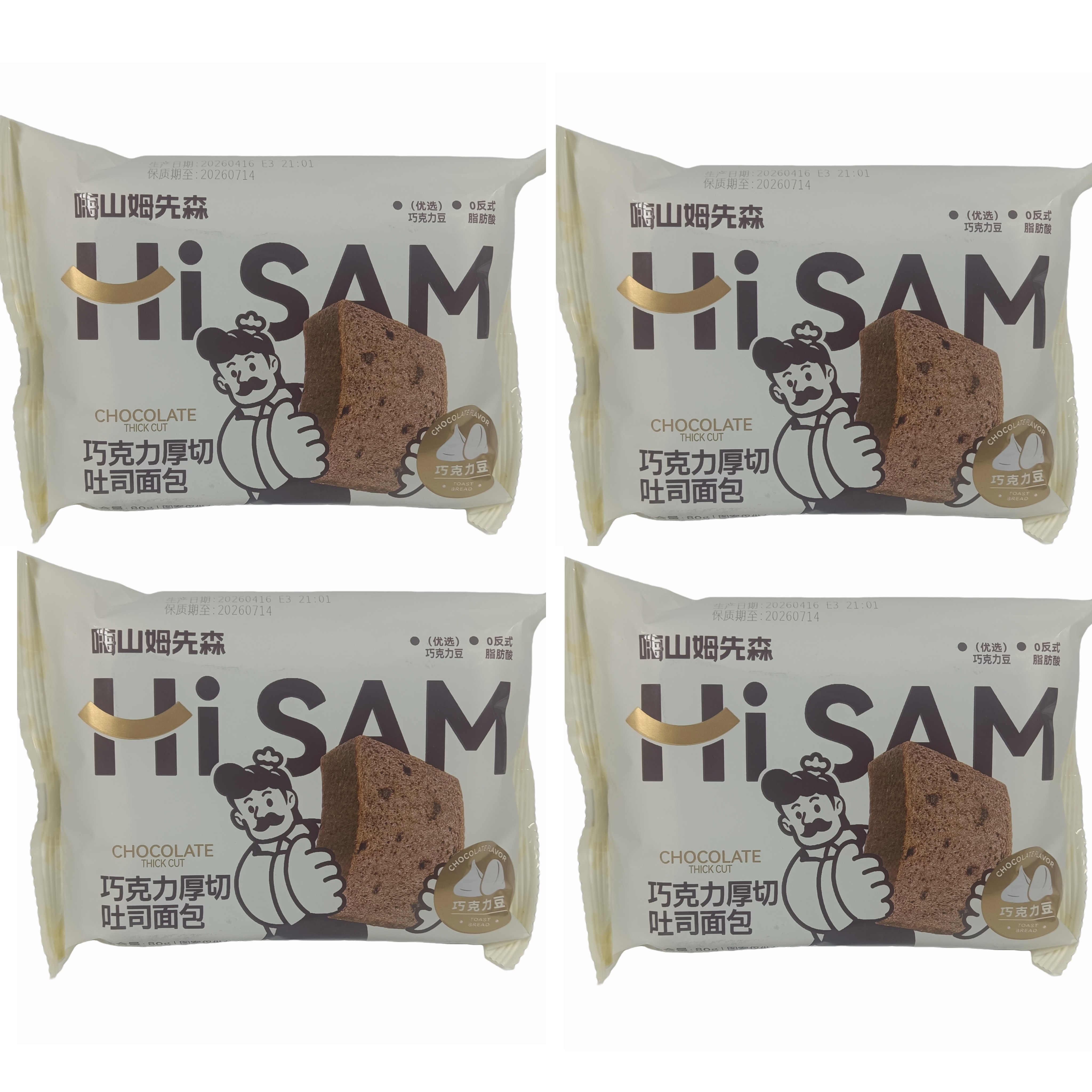 嗨山姆先森面包80g袋装厚切吐司巧克力味营养早餐代餐速食糕点