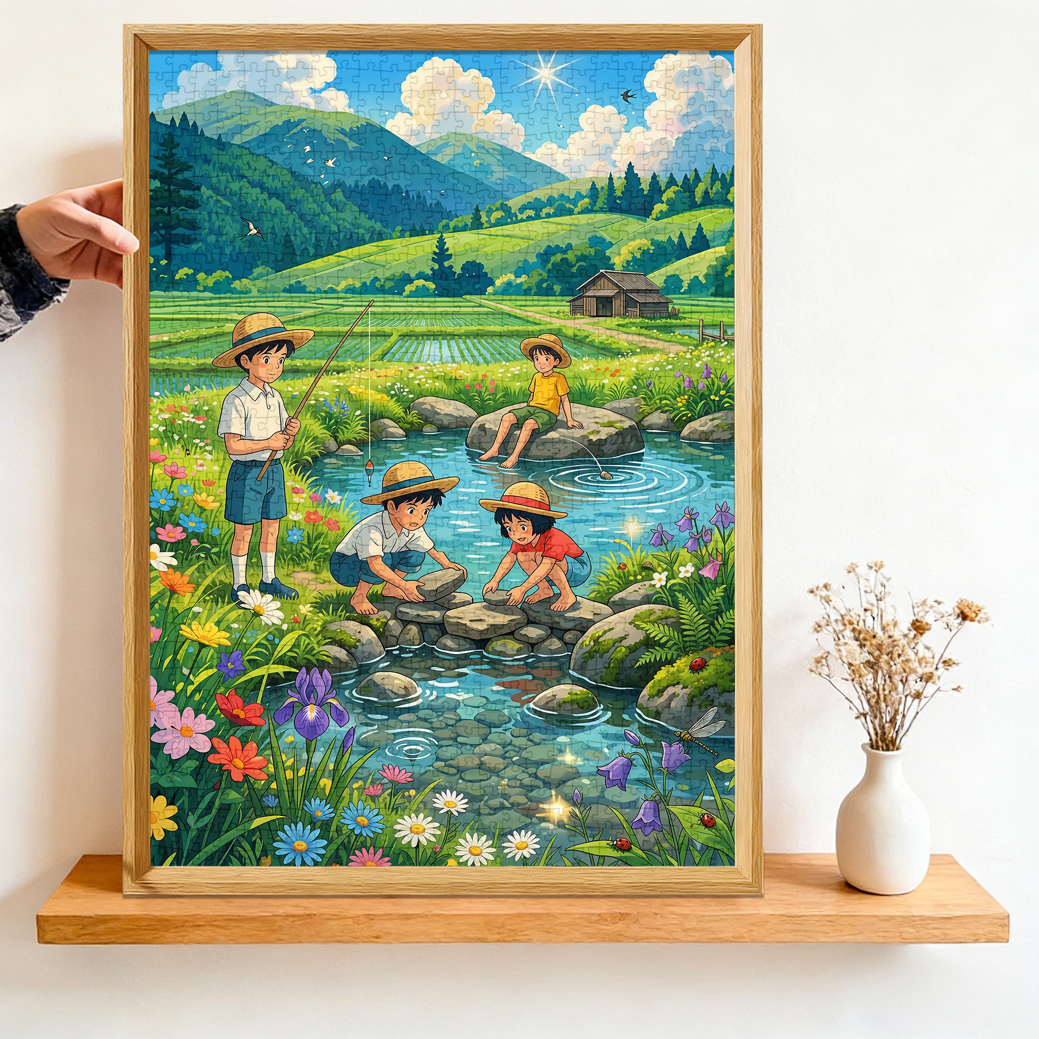 进口级蓝卡拼图1000片大型成人减压玩具治愈系风景宫崎骏插画礼物