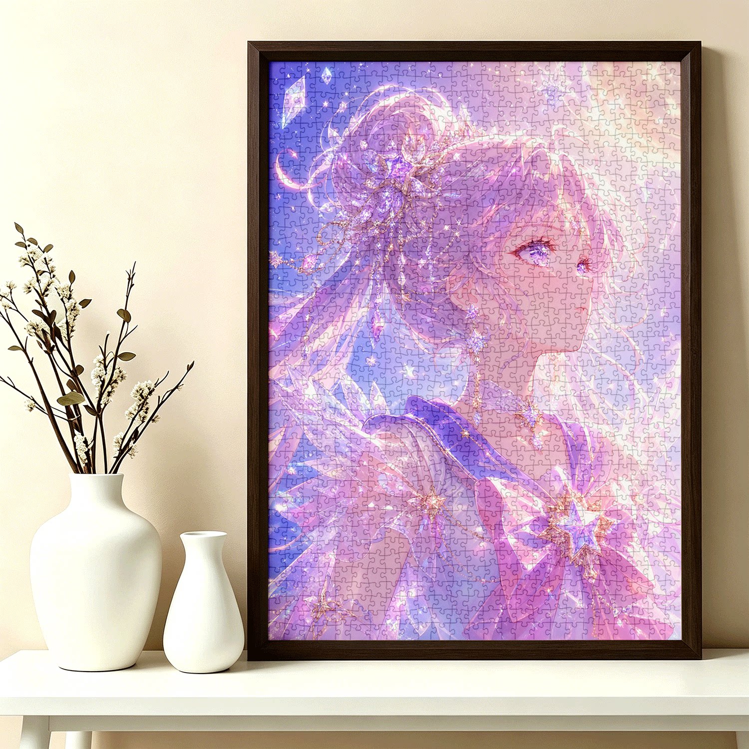 卡通治愈拼图1000片动漫插画成人高难度拼装礼物带框星钻少女