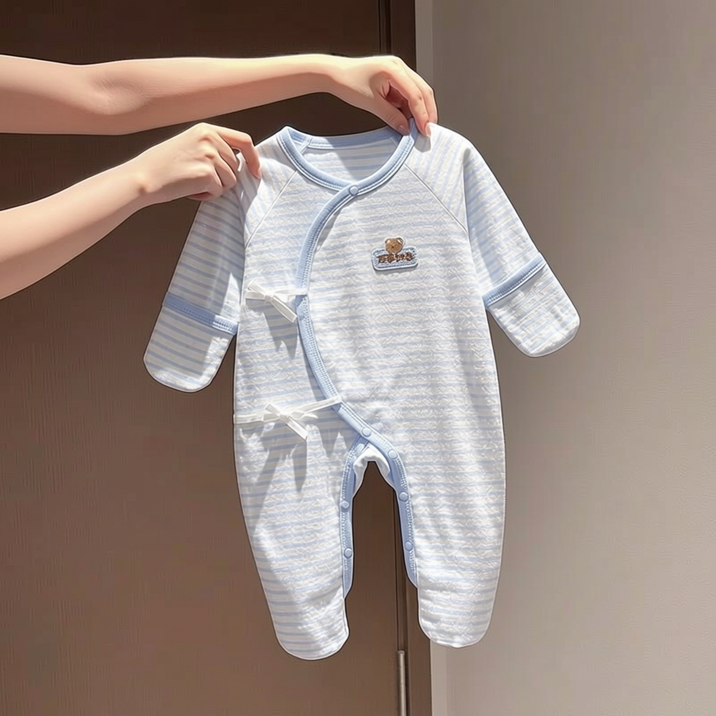 A类婴儿连体衣包手包脚新生儿衣服纯棉哈衣绑带和尚服棉爬服百搭