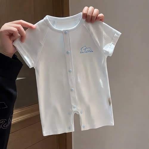 夏季薄款A类纯棉婴儿短袖哈衣