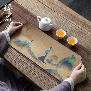 禅意仿水茶席茶巾干泡席家用桌旗吸水茶桌布茶布养壶茶巾 臻品堂
