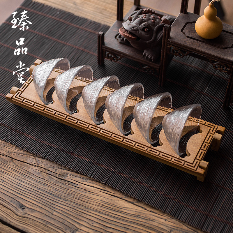 竹制杯架 重竹凉杯架折叠茶杯托收纳沥水架功夫茶具 茶道零配件