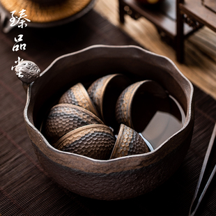臻品堂莲花陶瓷茶洗粗陶水洗家用茶具茶道配件水盂建水茶渣桶大号