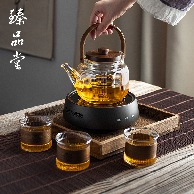 臻品堂 玻璃煮茶壶2023新款家用烧水壶泡茶专用电陶炉煮茶器套装