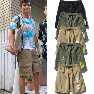 夏季薄款日系潮牌陈冠希学生裤子男女运动工装短裤宽松休闲五分裤