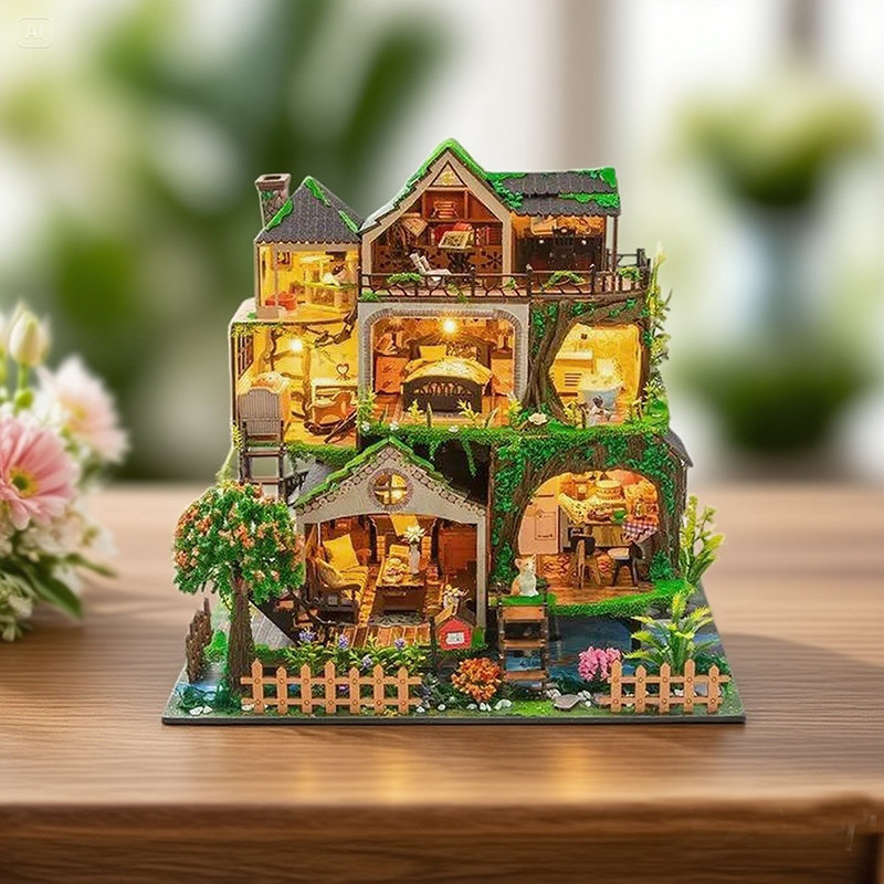 童话森林小屋微缩景观手工房子