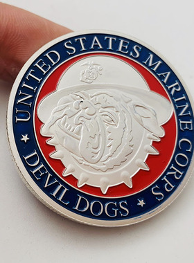 海军镀银魔狗创意硬币礼物币