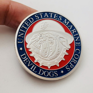 美国海军魔狗镀银纪念章 把玩钥匙扣挂件硬币创意礼物纪念币