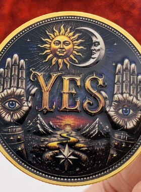 日月骷髅天使翅膀决策币YES NO镀金彩印纪念章 装饰挂件礼物硬币