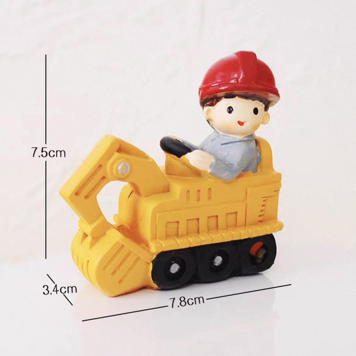 树脂挖机蛋糕摆件网红工程车卡通塔吊推土机儿童周岁生日蛋糕装饰