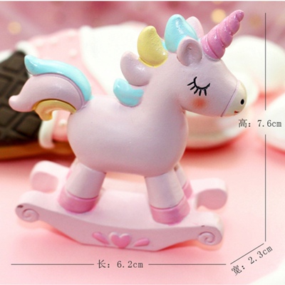 独角兽蛋糕装饰摆饰彩虹摇摇马烘焙配件木马彩色粉色儿童生日插件