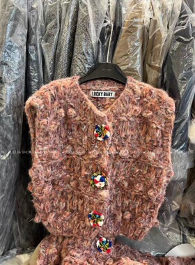 韩版复古粗针重工背心马甲毛衣叠穿加厚毛衣百搭马夹外套