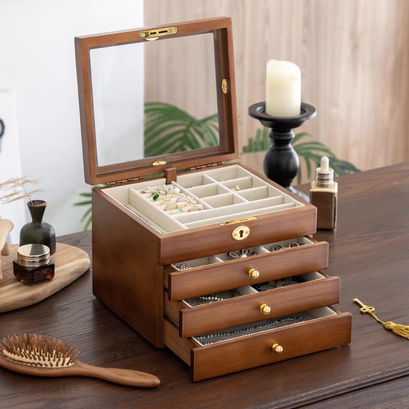 实木首饰盒新中式高档精致