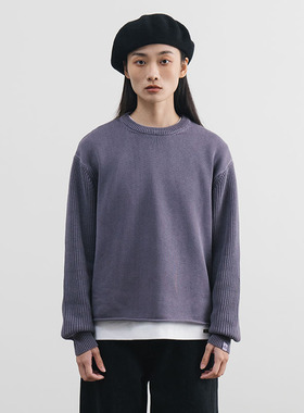 SUPERTOFU(SPTF) AW24 套色染 复古水洗做旧 下摆自然卷边 针织衫