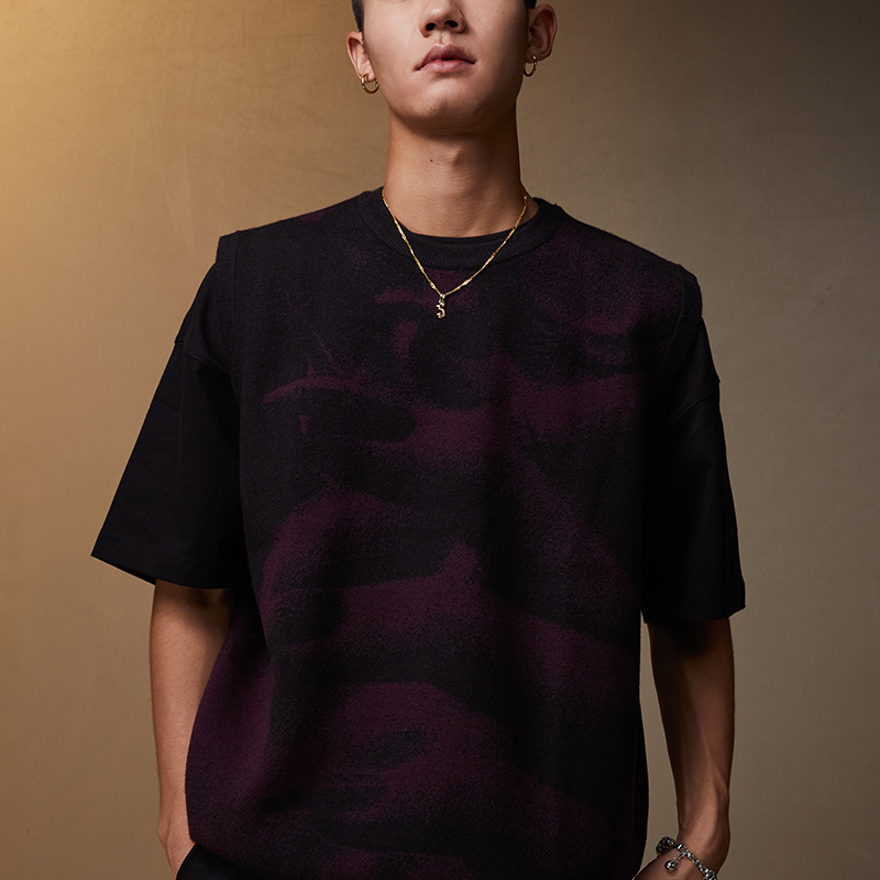 手指隐藏图案针织马甲