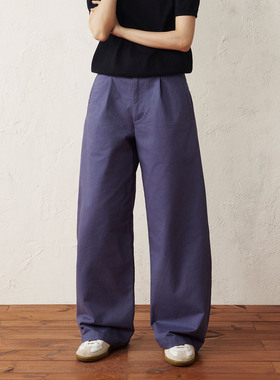 SUPERTOFU法工蓝 菱形纹扣 碳磨斜纹布 宽松直筒休闲长裤 SS25