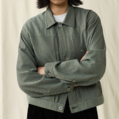 夹克外套 SUPERTOFU细格纹衬衫 AW25 巴黎扣 短款 外套 泡泡纱肌理