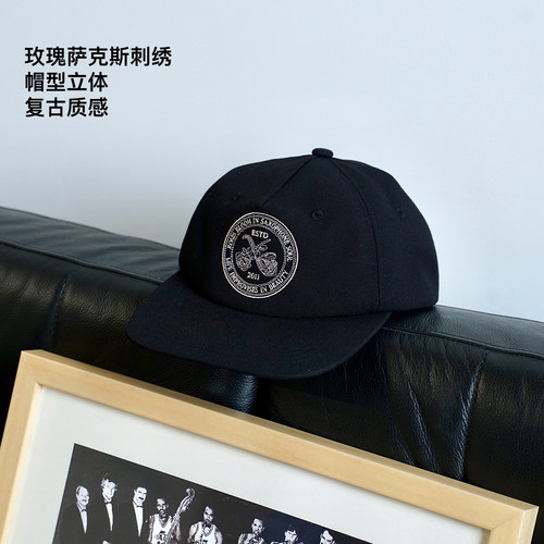 SUPERTOFU玫瑰萨克斯刺绣 复古质感 帽型立体 棒球帽平檐帽休闲帽