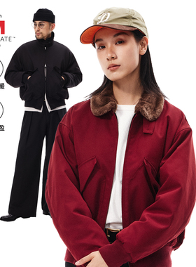 SUPERTOFU毛领翻领 可立领 防寒保暖 新雪丽3M棉飞行夹克外套SS26