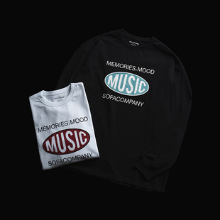 AW24 长袖 舒服公司 文字排版 T恤 圆形音乐主题图案 SUPERTOFU