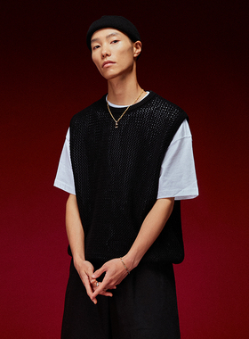 【清仓特价】SUPERTOFU 复古叠穿造型 镂空针织马甲