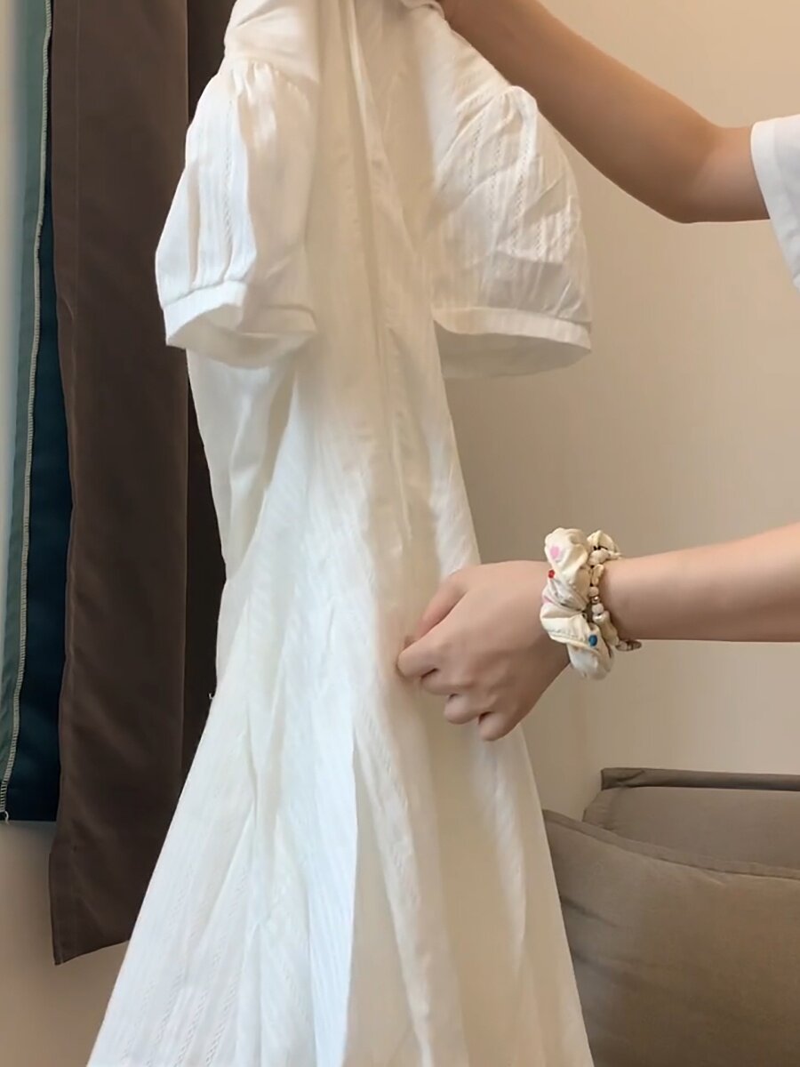 여성을위한 프렌치 화이트 드레스 여름 새 셔츠 스커트 대학 스타일 작은 슬림 기질 티 브레이크 스커트 짧은 스커트