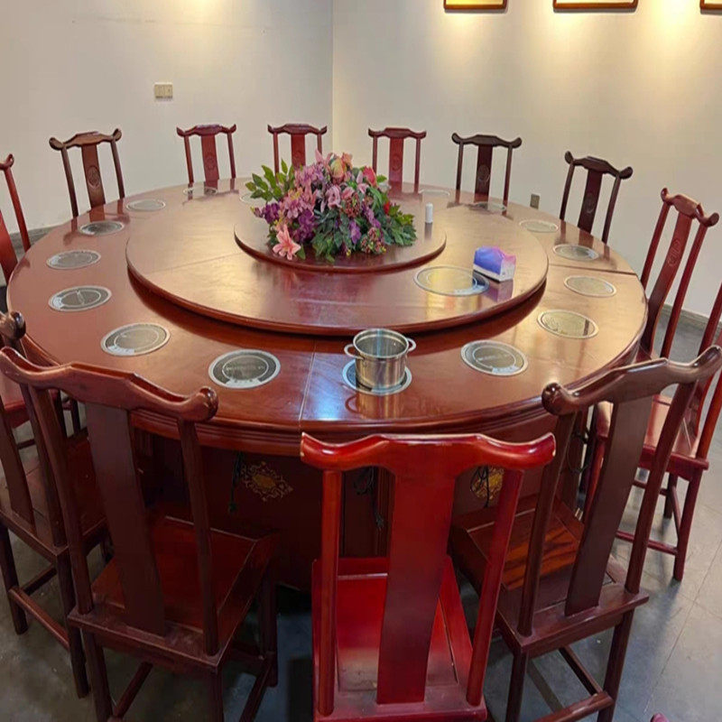 新中式酒店电动餐桌大圆桌