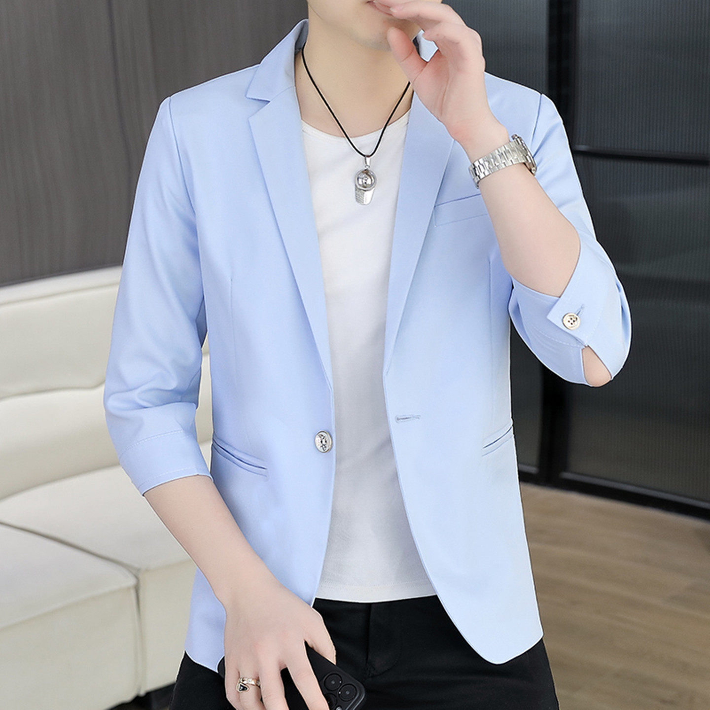 春夏薄款修身男士韩版小西装