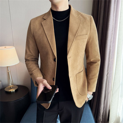 西装外套男灯芯绒休闲西服上衣潮