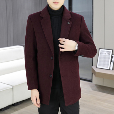 冬羊毛呢子大衣男中长款风衣外套