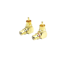 弯头RCA母头音频线公转换器插头一分二双莲花头功放音响音箱调音台公转母插座av低音炮同轴90度直角L转接头2