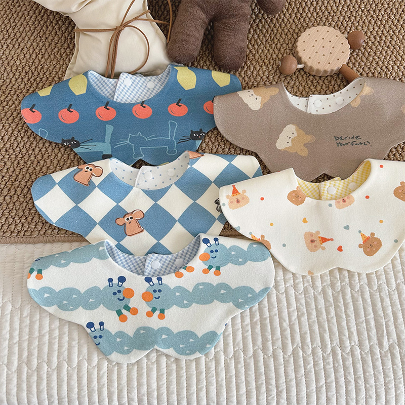 棉质婴儿围嘴宝宝口水巾双面