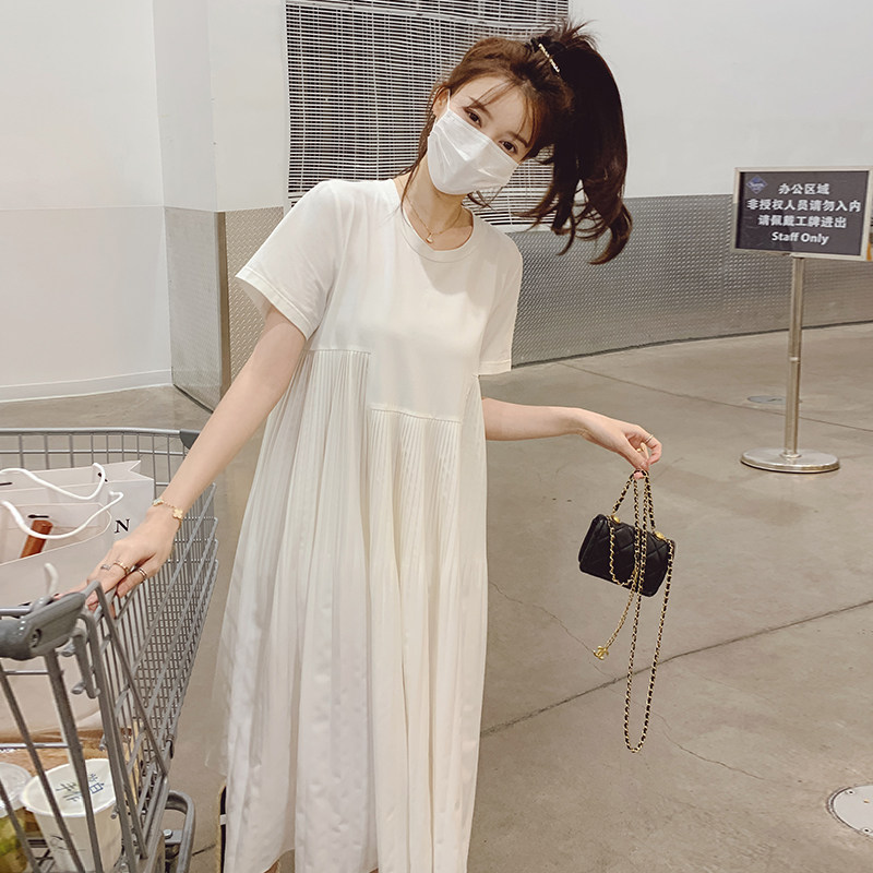 已出2023夏季新款下摆压皱拼接连衣裙225-23055-P115（控168）,女装连衣裙,浙宝225