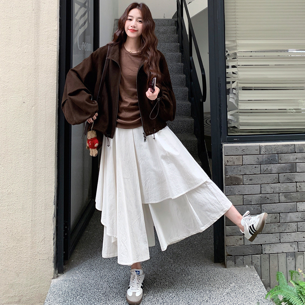 美拉德复古宽松立领外套女2025秋季新款慵懒风休闲小个子短款上衣,女装短外套,浙宝225
